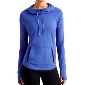 Athleta Sentry Hoodie Long Sleeve Women’s Medium Blue Kangaroo Pocket Thumbholes